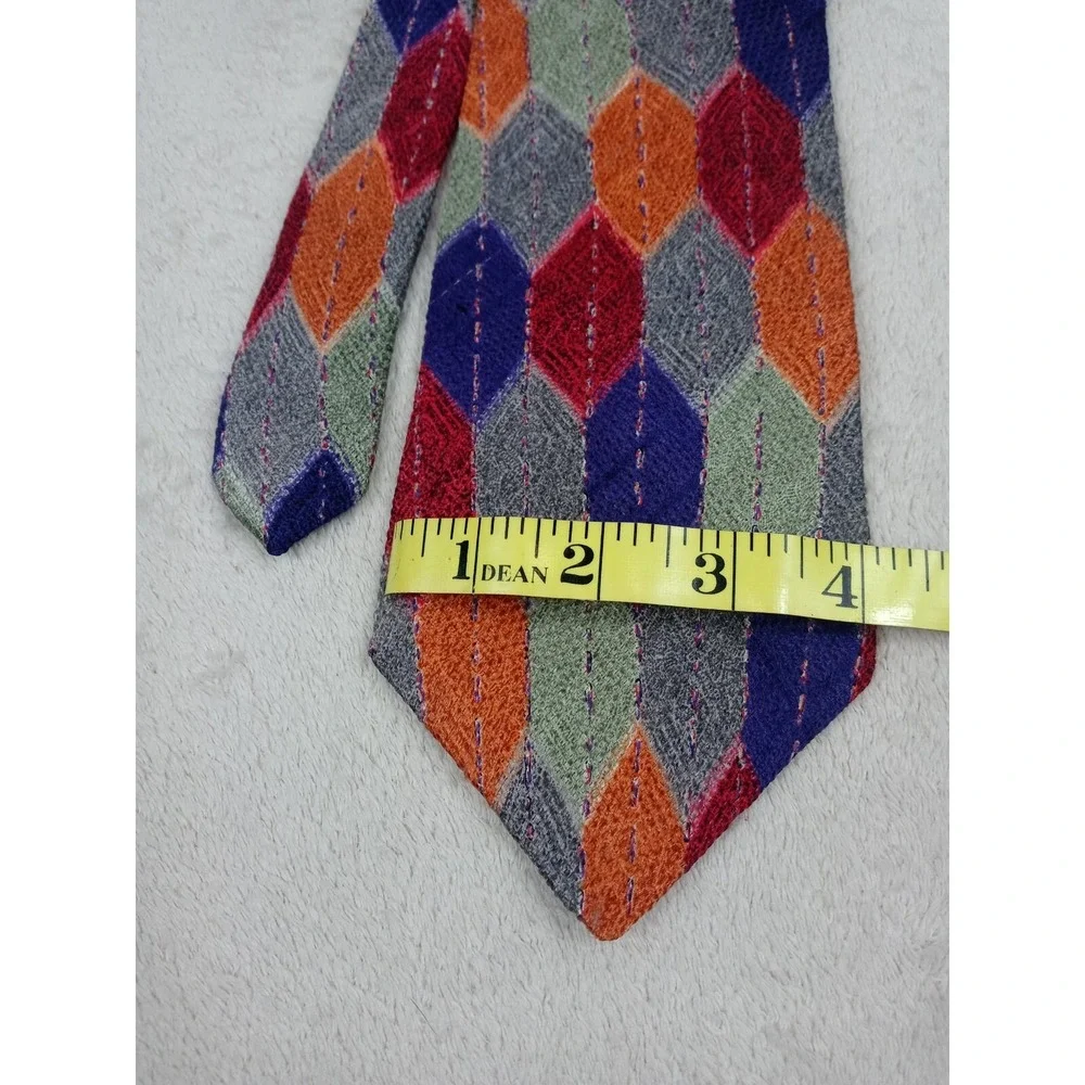 COOGI AUSTRALIA Men's 100% Silk‎ Necktie USA Designer Geometric Multi-Color EUC